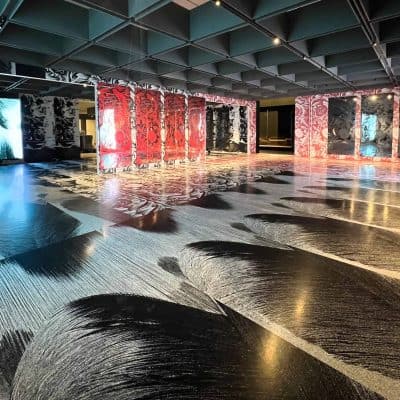 Floor and wall vinyl wrap for the ngv McQueen exhibition.