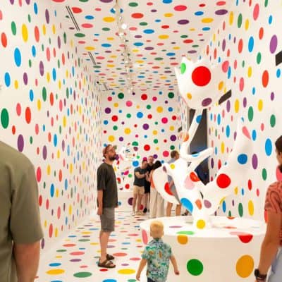 Exhibition Graphics, Titles and wallpapers for yayoi kusama's art show at NGV