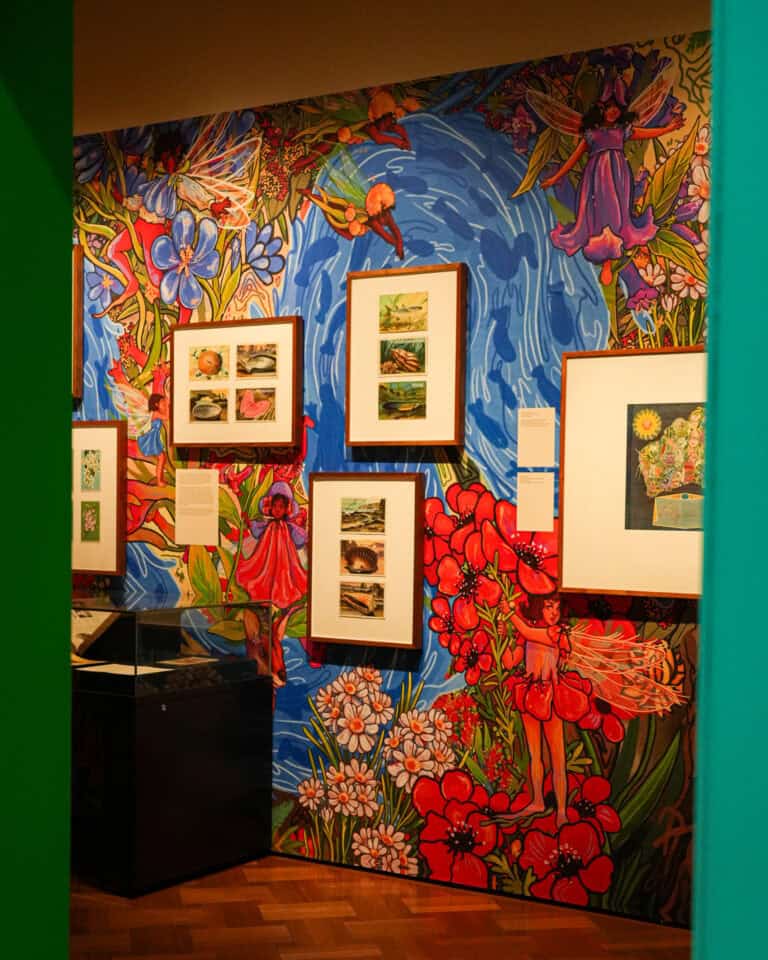 Colourful wallpapers for State library's art show; Make believe