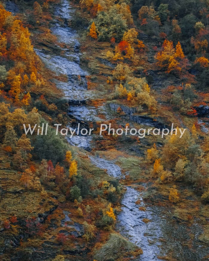 Forare; Photo of a hill side with vibrant spring trees lining the rock